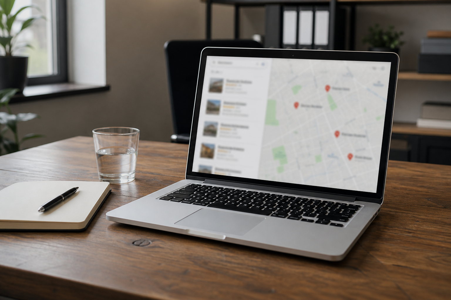 Laptop z wynikami lokalnymi w Google - dużo wyświetleń, mało kliknięć