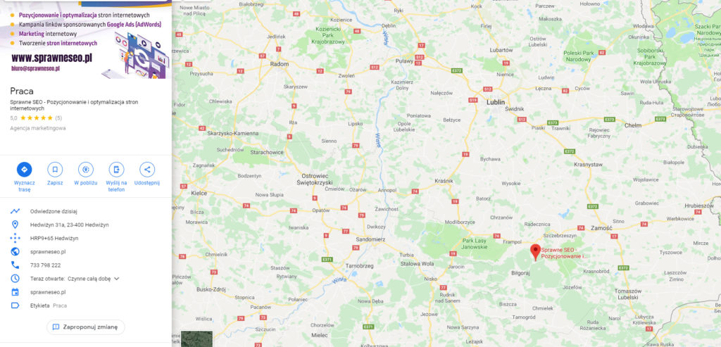 sprawne seo pinezka w mapach Google (Google Maps)